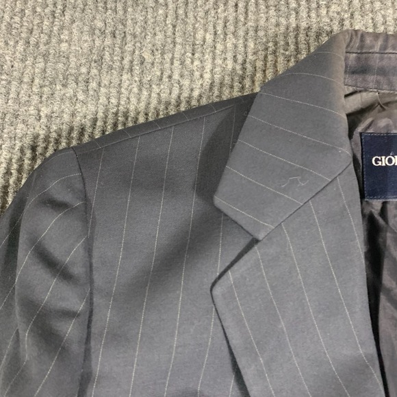 Giorgio Armani Blazer Womens 42 Blue Pin Striped Sports Coat Luxury Italy Wool - Picture 6 of 12